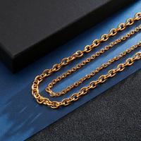 Cadena de Eslabones de Acero Inoxidable, Joyería de Moda para Hombre y Mujer, Regalo, Resistente al Deslustre, Impermeable, en Tono Plata, Oro y Negro, Collar Rolo