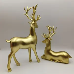 Personalized Gold Plated Crafts Furnishings Enthusiasts Resin Deer Statues Christmas Decorations