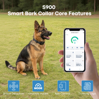 Collar de Control de Ladridos para Perros, con Bluetooth, Aplicación Remota, Vibración, Descarga Estática, Recargable, Impermeable IP67, para Entrenamiento
