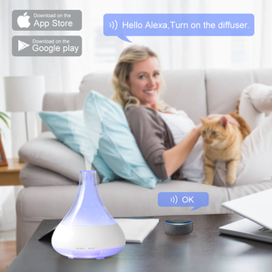 Nuovi arrivi WiFi smart Tuya APP blueteeth telecomando voce <span class=keywords><strong>Alexa</strong></span> notte elf 7 LED <span class=keywords><strong>diffusore</strong></span> di aroma ultrasonico luce di colore - Product Image 5