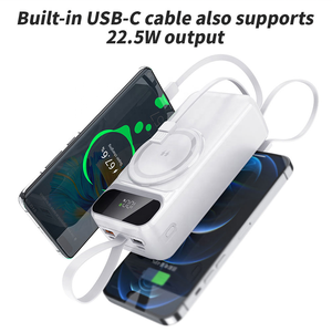 OEM PD 22.5W charge rapide 30000mAh Power Bnak intégré 3 câbles Type-C entrée affichage numérique Portable Power Bank avec lanière - Product Image 4