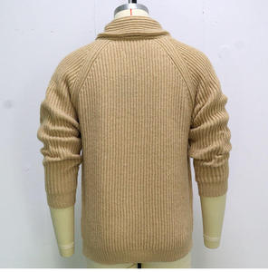 Bottoni <span class=keywords><strong>in</strong></span> maglia giacca uomo tinta unita bavero manica lunga maglieria Vintage moda uomo maglione - Product Image 3