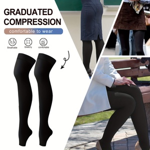 <span class=keywords><strong>Medias</strong></span> de Compresión Personalizadas con Soporte Graduado Médico de 20-30 mmHg para Edema y Várices, Hasta el Muslo, Punta Abierta - Product Image 5