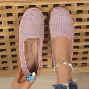 Mocassins en tricot respirant pour femmes, chaussures de marche décontractées à talon bas de 3 cm, chaussures plates légères et confortables antidérapantes - Product Image 3