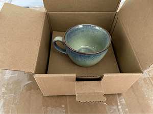 Tasse à café en céramique tendance avec glaçure réactive et soucoupe, tasse à thé en grès de style artisanal pour usage quotidien et cadeau - Product Image 5
