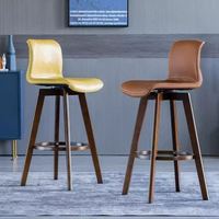 Chaise de bar pivotante nordique rustique classique haute pour comptoir de cuisine, tabouret moderne en bois, tissu, cuir PU