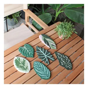 Tufted Plants Punch Needle Coaster Drink Plant Mug Rug Coffee Table Jewelry Display Plant Lover Gift Coasters
