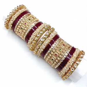 Radiant Kundan Stone & Pearl Acrylic Bridal <b>Bangles</b> <b>Set</b> Luxury Jewelry for Weddings & Party Wear Designer <b>Bangles</b> for Women - Product Image 2