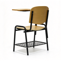 Chaise d'étudiant moderne en contreplaqué avec tablette d'écriture, cadre en acier et panier à livres sous la siège, idéale pour la salle de classe, l'étude et la lecture (vente en gros)