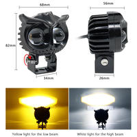 M0124 Led Hibou Phare Auxiliaire Antibrouillard Phares Double Couleur 12v-20v Conduite Utv Atv Pod Lampe Laser Mini Projecteur