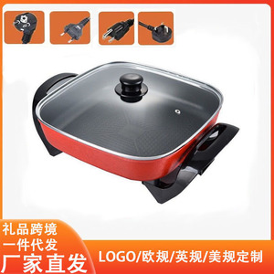 Electric Hot Pot Square Non Stick 1.9kg <b>PTFE</b> Coating Multifunctional Household Cooking Pot With Glass Lid - Product Image 3