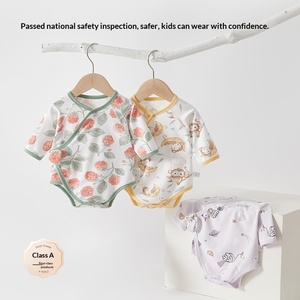 Pijama de algodón sin costuras para bebé, cálido, artesanal, para las cuatro estaciones, ropa de <span class=keywords><strong>recién</strong></span> nacido, mono triangular, pelele, traje para gatear - Product Image 2