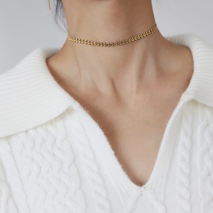 สร้อยคอชุบทอง18K สำหรับผู้หญิงดีไซน์ข้าวสาลีเรขาคณิตสร้อยคอสแตนเลสโซ่ทันสมัยสำหรับของขวัญแฟชั่น - Product Image 3