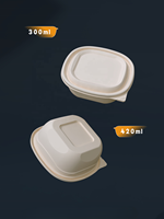 Contenant alimentaire Earth-kind 300 ml pour événements culinaires, résistant au froid, en amidon de maïs + PP, avec couvercle jetable biodégradable