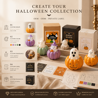 Bougie parfumée personnalisée Citrouille Fantôme d'Halloween avec parfum de cèdre noir, Marque privée, OEM, ODM, Vente en gros, Cadeau de fêtes, Décoration d'intérieur