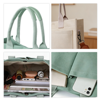 Bolso de Lona de Color Sólido OEM, Bolso Tote de Lona con Logotipo Impreso Personalizado, Múltiples Bolsillos y Correa Cruzada Ajustable para el Trabajo Diario