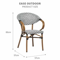 (E8029-T4) Chaises de salle à manger en tissu empilables pour l'extérieur, usage commercial, maison, café, avec accoudoirs