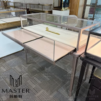 Vitrine de magasin MASTER avec cadre argenté, éclairage LED, en verre, pour bijoux, verrouillable, de luxe, haut de gamme, pour comptoir de boutique