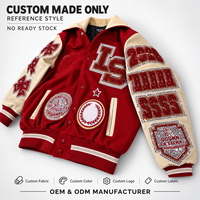 Fabricant de vestes universitaires personnalisées OEM, style streetwear, avec broderie en strass et cristaux, patchs en chenille et manches en cuir