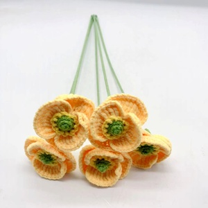 ดอกป๊อปปี้โครเชต์ทำมือจากโรงงาน OEM ของตกแต่งบ้าน ช่อดอกไม้ประดิษฐ์สำหรับของขวัญคริสต์มาสและวันวาเลนไทน์ รับสั่งทำตามแบบ - Product Image 3