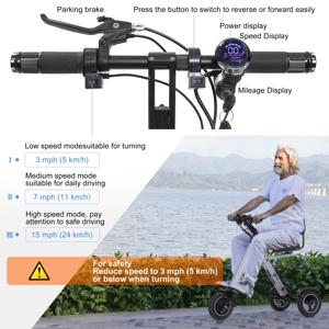 Triciclo TopMate ES35, Scooter de Movilidad de 3 Ruedas Plegable con Asiento con Respaldo para Adultos, Ligero con Batería Extraíble - Product Image 1