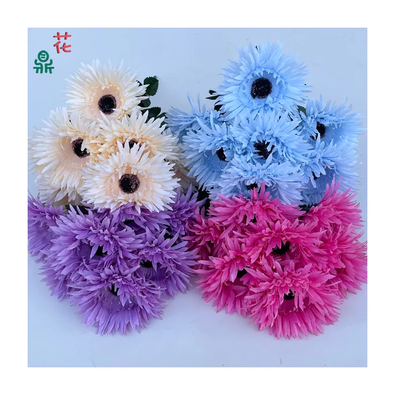 7 il primo mazzo di ornamenti per la decorazione della casa di crisantemo senza bordo fiori di seta di bellezza commerciale con fiori di seta