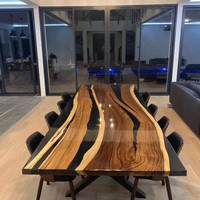 Table de restaurant de luxe en résine époxy, meuble d'extérieur, de forme rectangulaire, en bois massif, pour restaurant, haute qualité, livraison gratuite