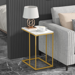 USA Drop-shipping marbre canapé Table d'appoint Table à café Snack Table pour café fruits ordinateur portable livre - Product Image 4
