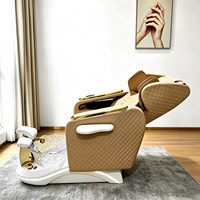 Sillón de Pedicura Eléctrico Reclinable de Lujo con Baño para Pies, Función de Masaje para el Cuidado de las Uñas y Luces LED Multicolores