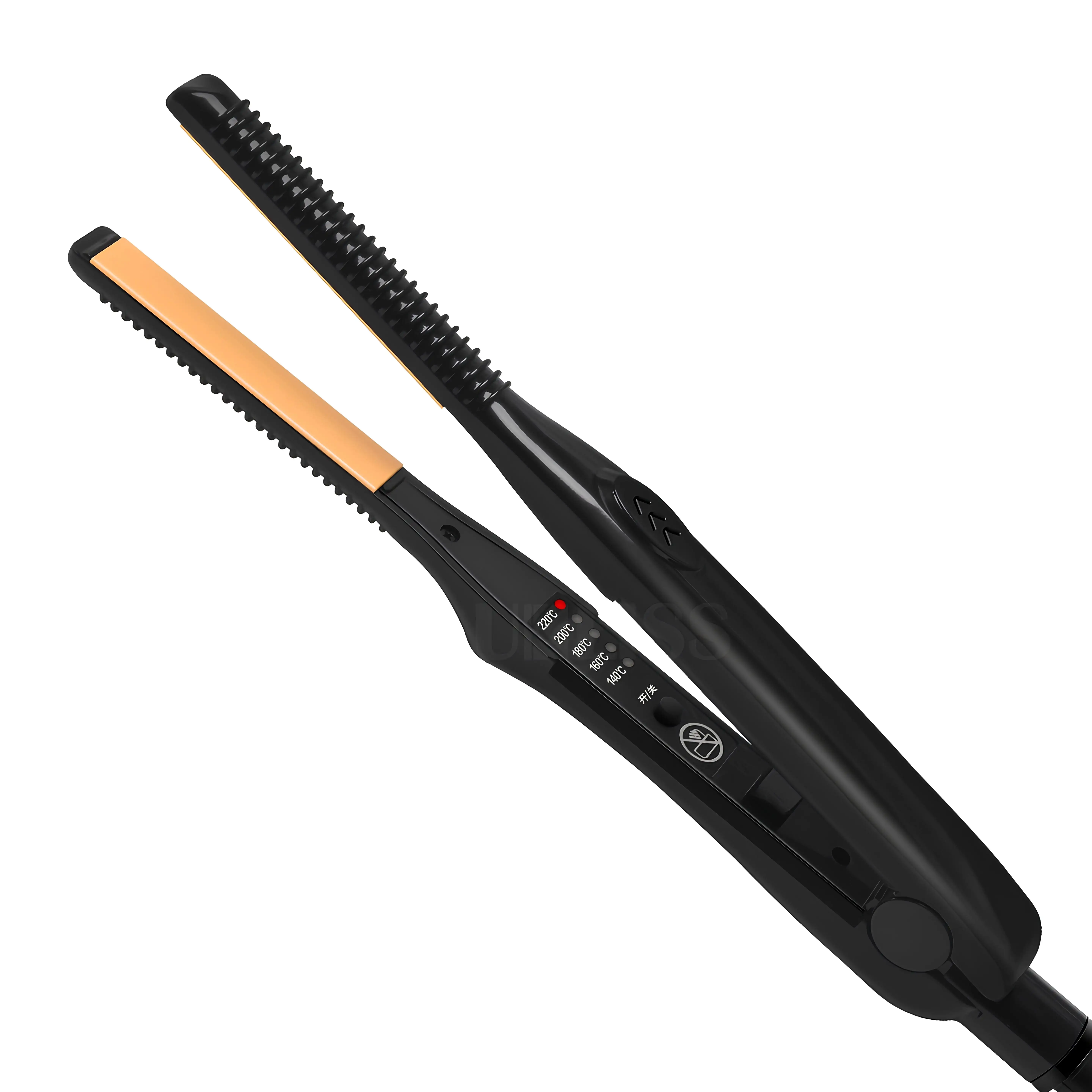 Portable Flat Iron Titanium Hair Straightener And Curler 2 In 1 Mini Hair Straightener