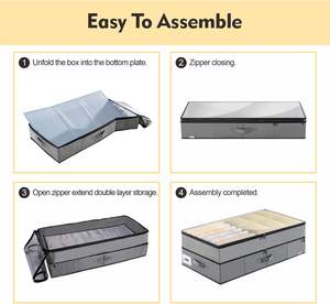 Conteneurs de rangement pliables anti-poussière sous le lit avec couvercle, bacs roulants, tiroir organisateur avec roulettes, capacité supérieure à 35L - Product Image 4