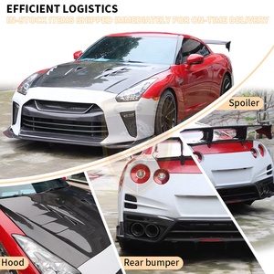 Facelift Top <span class=keywords><strong>Secret</strong></span> Style demi-Kit de carrosserie en Fiber de carbone pour Nissan GTR R35 pare-chocs avant aileron arrière garde-boue jupe latérale Engien couverture - Product Image 4