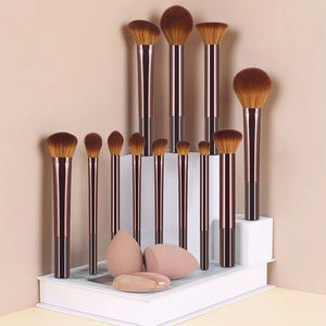 Ensemble de pinceaux de maquillage professionnel YRX, grand format, pour fards à paupières et blush, 12 pièces, avec virole en aluminium et poils synthétiques - Product Image 5