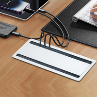 Caja organizadora de cables cuadrada de aleación de aluminio para escritorio de oficina con cepillo