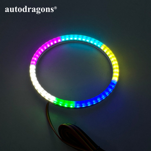Anneaux lumineux RGBW Chasing Angel Eye Halo, contrôle par application téléphonique, halos en coton, feux de jour LED universels avec couvercle noir - Product Image 5