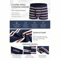 Caleçons Boxers Homme OEM Rayés en Coton et Spandex Respirants avec Ouverture Frontale et Poche de Soutien, Taille Élastique Personnalisable