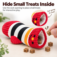 Jouet pour chien en forme de chaussette en peluche avec papier froissé et compartiment pour cachettes de friandises