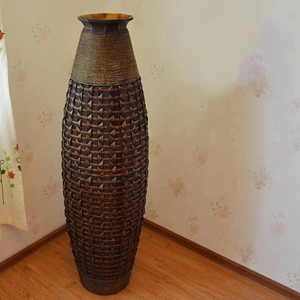 160X44X44CM American Vintage Handmade Bamboo Woven Vase Rattan Flower Glass Flower Arrangement Dried Flower Basket