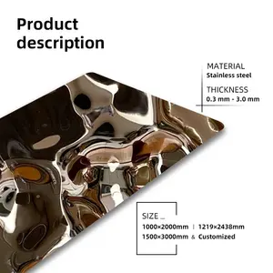 Листовая Декоративная нержавеющая сталь, 304 водяная рябь, пластина из нержавеющей стали, водяная рябь золотого цвета в течение 7 дней T Ss лист - Product Image 3