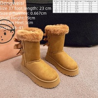 Bottes de neige à plateforme pour femme, dessus en daim, semelle extérieure en caoutchouc thermoplastique, polyvalentes, doublées polaire, très épaisses et chaudes, hauteur cheville