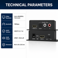 Extracteur audio HDMI 4K60Hz, sortie stéréo RCA + optique Toslink, 18 Gbps HDCP 2.2, HDR, Dolby Atmos