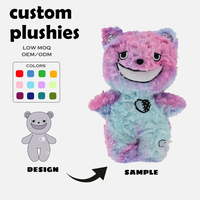 Marionnette d'ours personnalisée tie-dye OEM ODM, jouet en peluche shaggy avec oreilles scintillantes, idéal pour les enfants, cadeau pour les grossistes et importateurs de jouets
