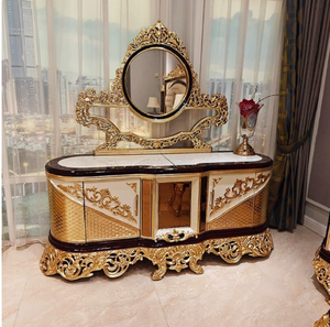 Luxury Oak <b>Dressing</b> <b>Table</b> with Lighted Mirror Storage Durable Wood Panel Design for Bedroom and Living <b>Room</b> Furniture - Product Image 1