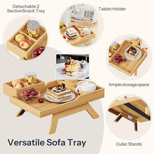 Table de rangement en bambou avec compartiment pour utilisation à côté du canapé dans le salon - Product Image 3