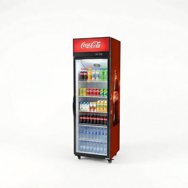Factory Direct Sale Upright Display Cooler Single Glass Door Digital Thermostat Beverage Display Refrigerator for Grocery Store