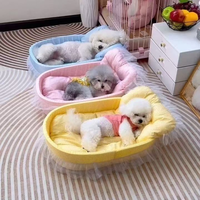 Coussin pour chien moderne, amovible, lavable et respirant, avec dentelle et volants, matelas de sommeil doux et rembourré pour toutes les saisons, pour petits et moyens animaux