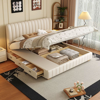 Ensemble de meubles de chambre à coucher de designer populaire, lit king-size de luxe, lit moderne en cuir doux, cadre de lit rembourré pour chambre à coucher, hôtel