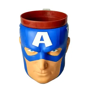 Tasse en plastique à forme personnalisée, personnage de dessin animé, super-héros, visage 3D, figure de film, bande dessinée, tasses de dessin animé avec poignée
