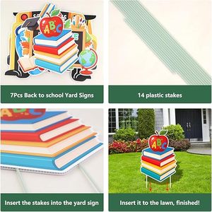 Lớn Xe Buýt Trường Học Chào Đón Trở Lại Trường Trang Trí 6PC Trong Nhà Ngoài Trời Sân Dấu Hiệu Cổ Cọc Nhựa Ngày Đầu Tiên Trường Lawn Vườn Đảng - Product Image 6
