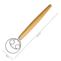 Roilife Prix de gros Kit de couteau à pain à arc dentelé en bois avec fouet à pâte boiteuse à pain